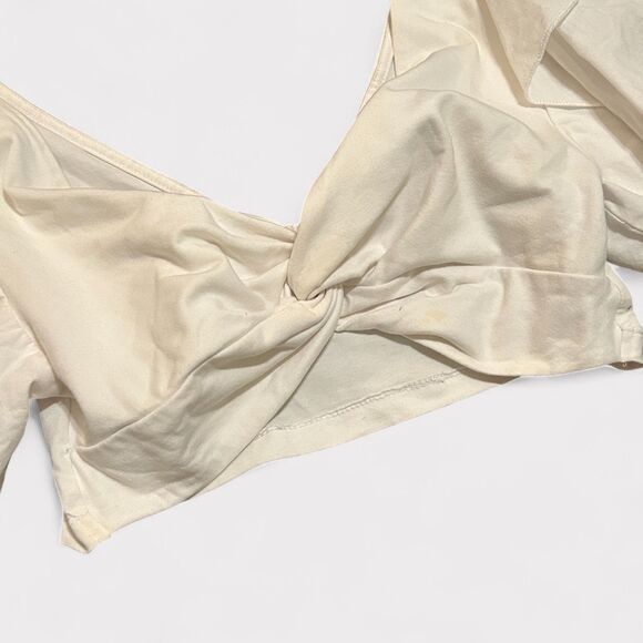 ZARA Off-Shoulder Ruffle Crop Top White Ivory Twist Front Size Large L - Picture 3 of 7